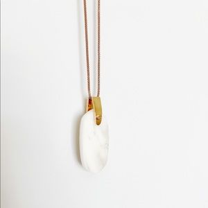 Inez rose gold long pendant Necklace in Mother of Pearl NWT